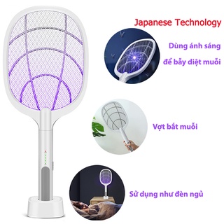 Vợt Muỗi đa năng kiêm Đèn Bẫy Muỗi và Đèn Ngủ Pin Lithium 1200mAh, lưới 3 lớp thép không gỉ (bảo hành 1 năm)
