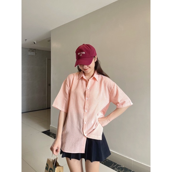 Áo sơ mi kẻ dáng basic tông màu nhẹ