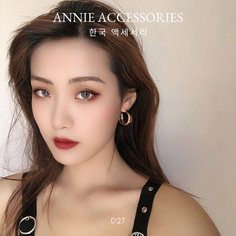 Bông tai tròn mạ vàng cá tính dành cho nữ ANNIE - D27