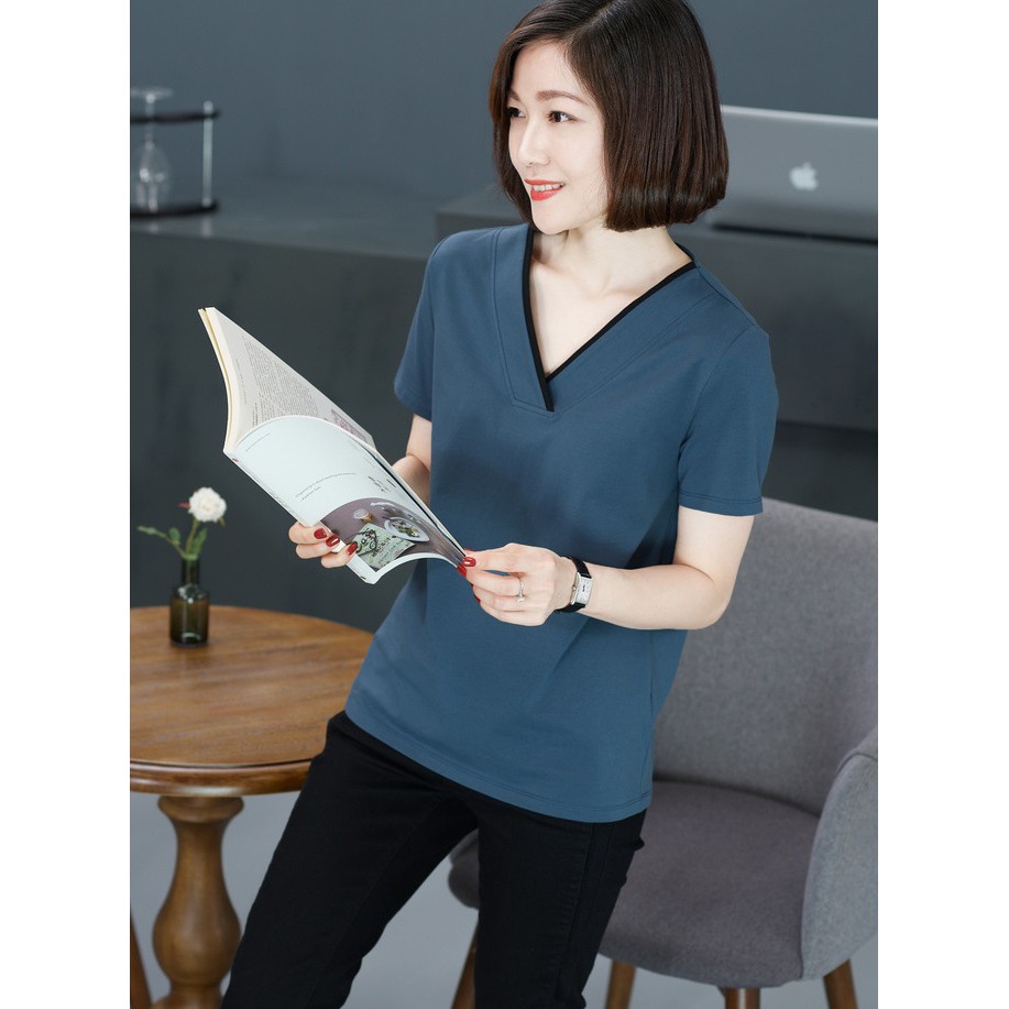 Áo cotton 100% cổ tim viền - Thoáng và mát
