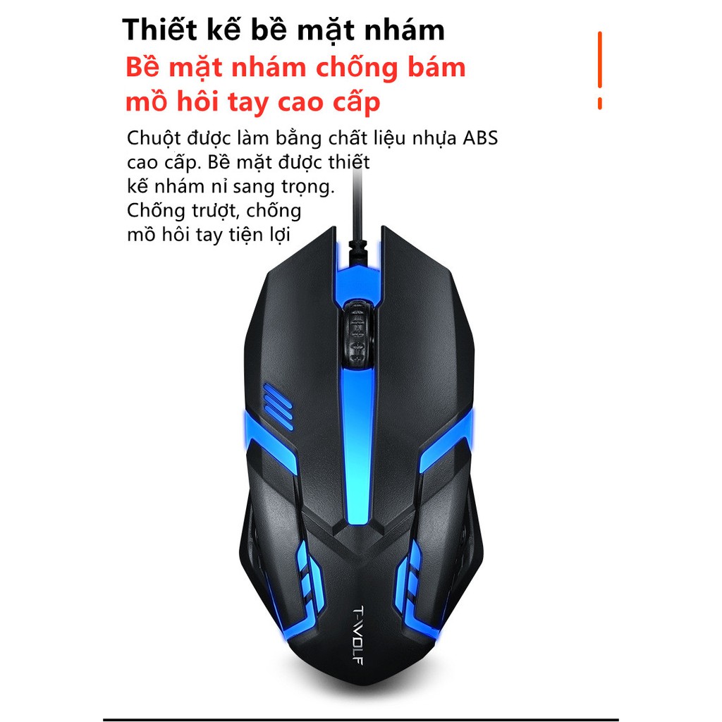 Thunder Wolf có dây chuột chơi game dạ quang đầy màu sắc Máy tính để bàn USB