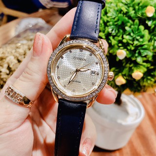 Đồng hồ nữ citizen fe6112-09p - máy quartz pin eco drive năng lượng ánh sáng