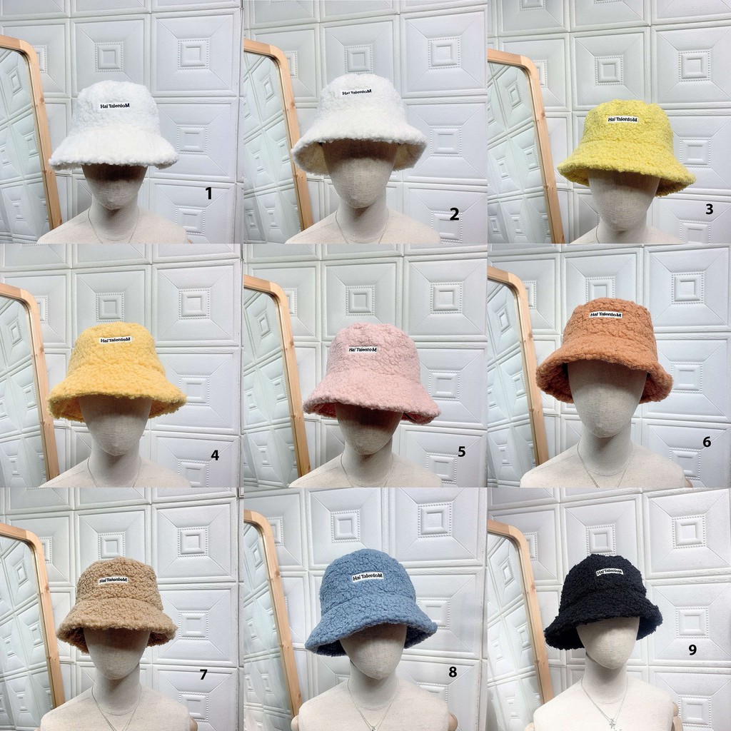 Xả hàng - Mũ bucket mũ lông cừu len vành phong cách ulzzang hàn quốc thời trang thu đông 1K05