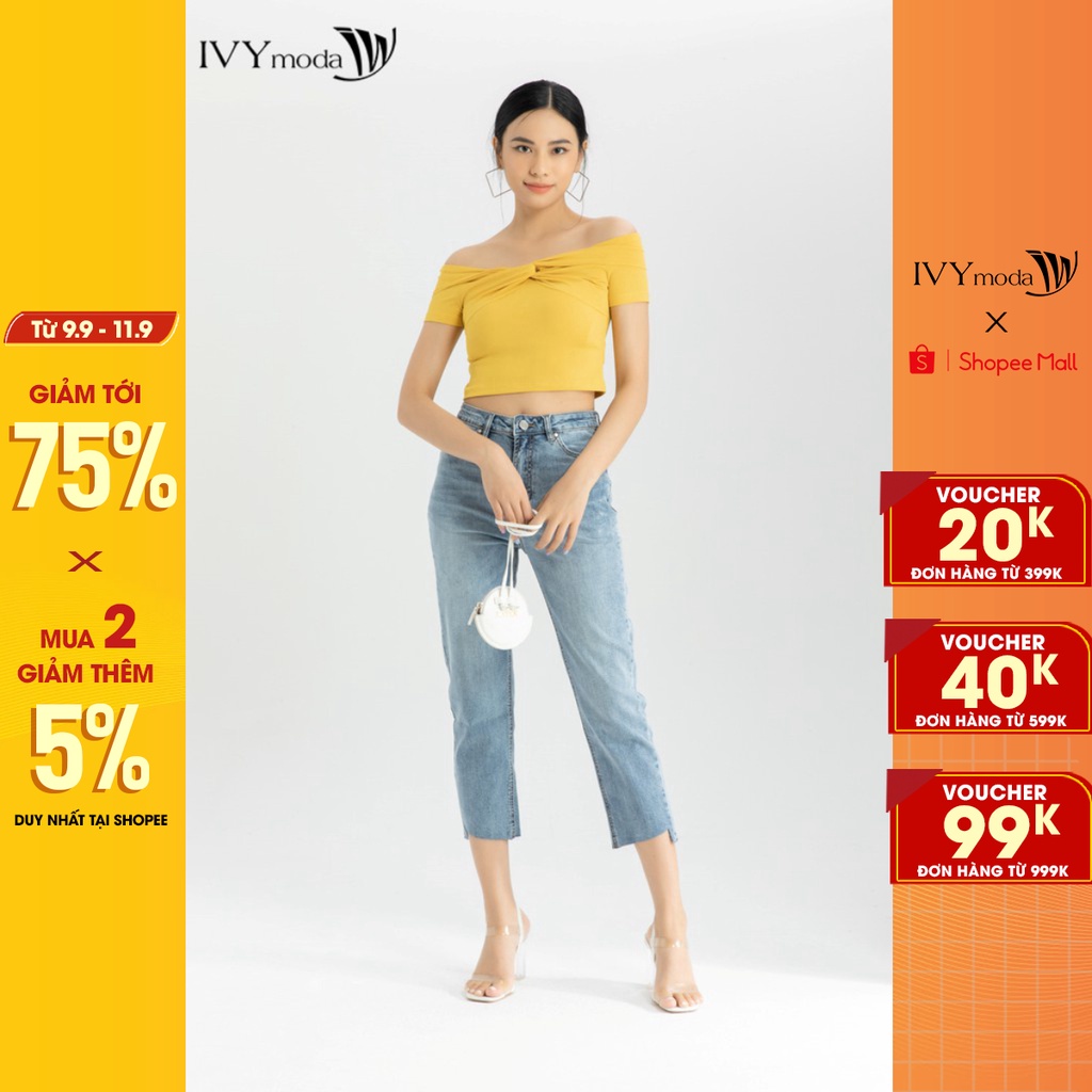 Áo thun gân cổ xoắn IVY moda MS 57B8517