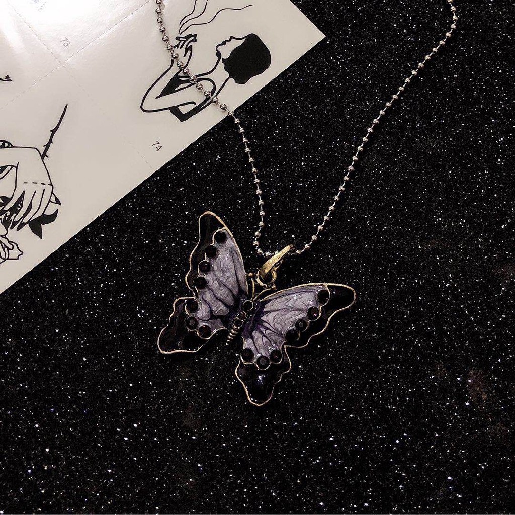 Dây Chuyền Thép Titan Phối Dây Xích Hình Bướm 23376 Thời Trang Hàn Quốc