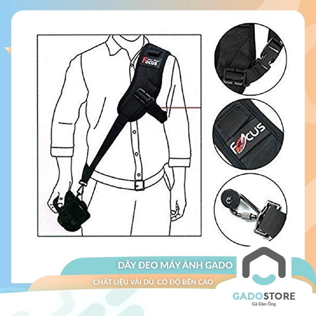 Dây đeo máy ảnh GADO hỗ trợ thao tác chụp hình nhanh có đệm vai chống mỏi lưng