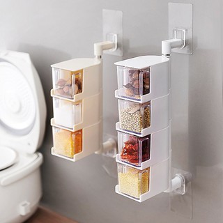 -kệ đựng gia vị 4 tầng dán tường mica xoay 360 độ 30.5x10.5 cm