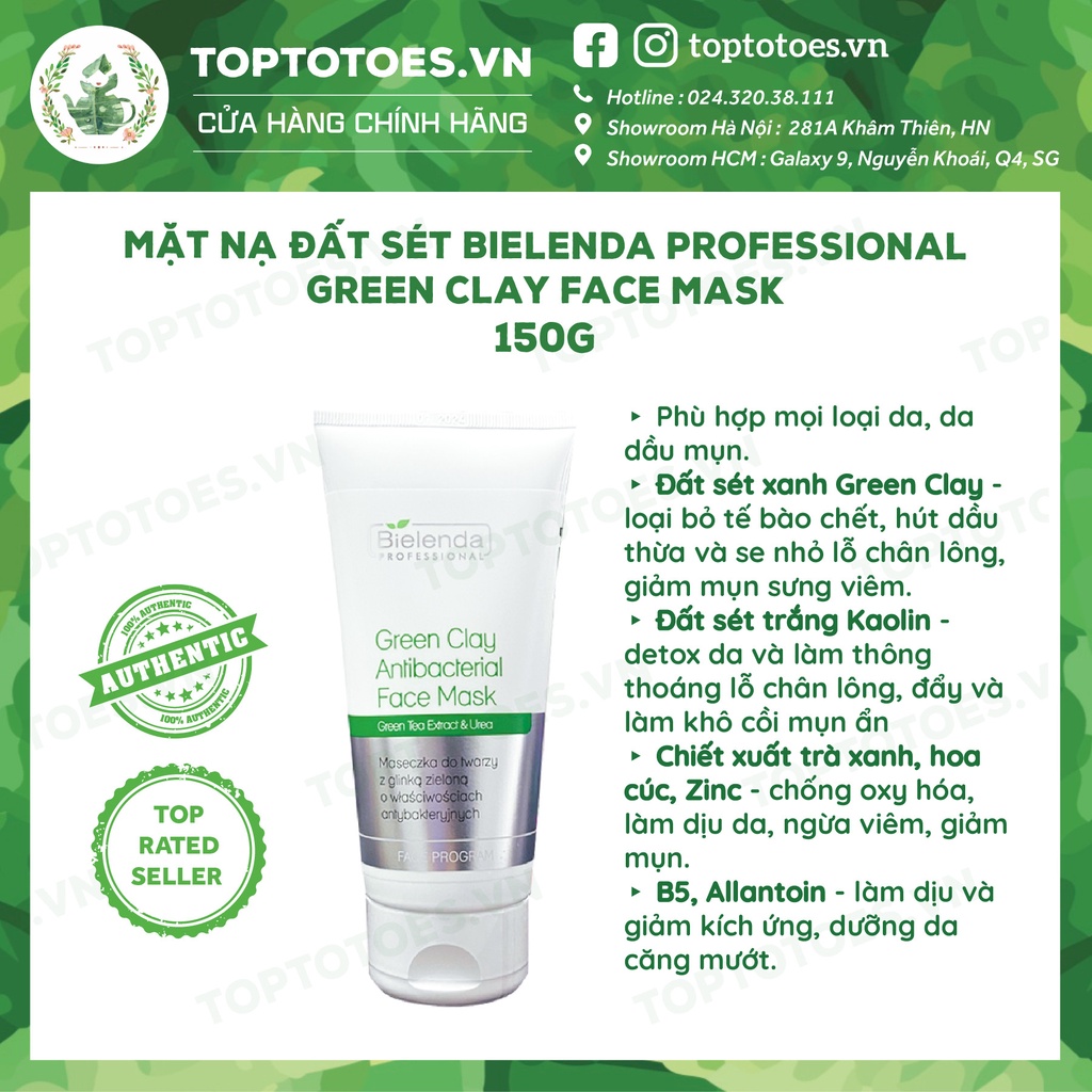 Mặt nạ đất sét cho da dầu mụn Bielenda Professional Green Clay Antibacterial Face Mask - 150g