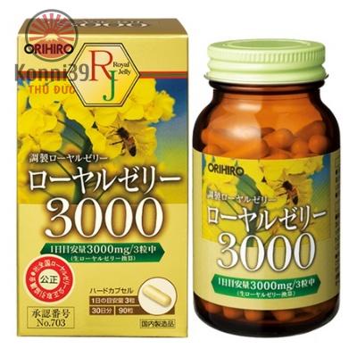 VIÊN UỐNG SỮA ONG CHÚA ROYAL JELLY 3000MG LÀM CHẬM QUÁ TRÌNH LÃO HÓA ĐẸP DA ORIHIRO (HỘP 90 VIÊN) - HÀNG NỘI ĐỊA NHẬT