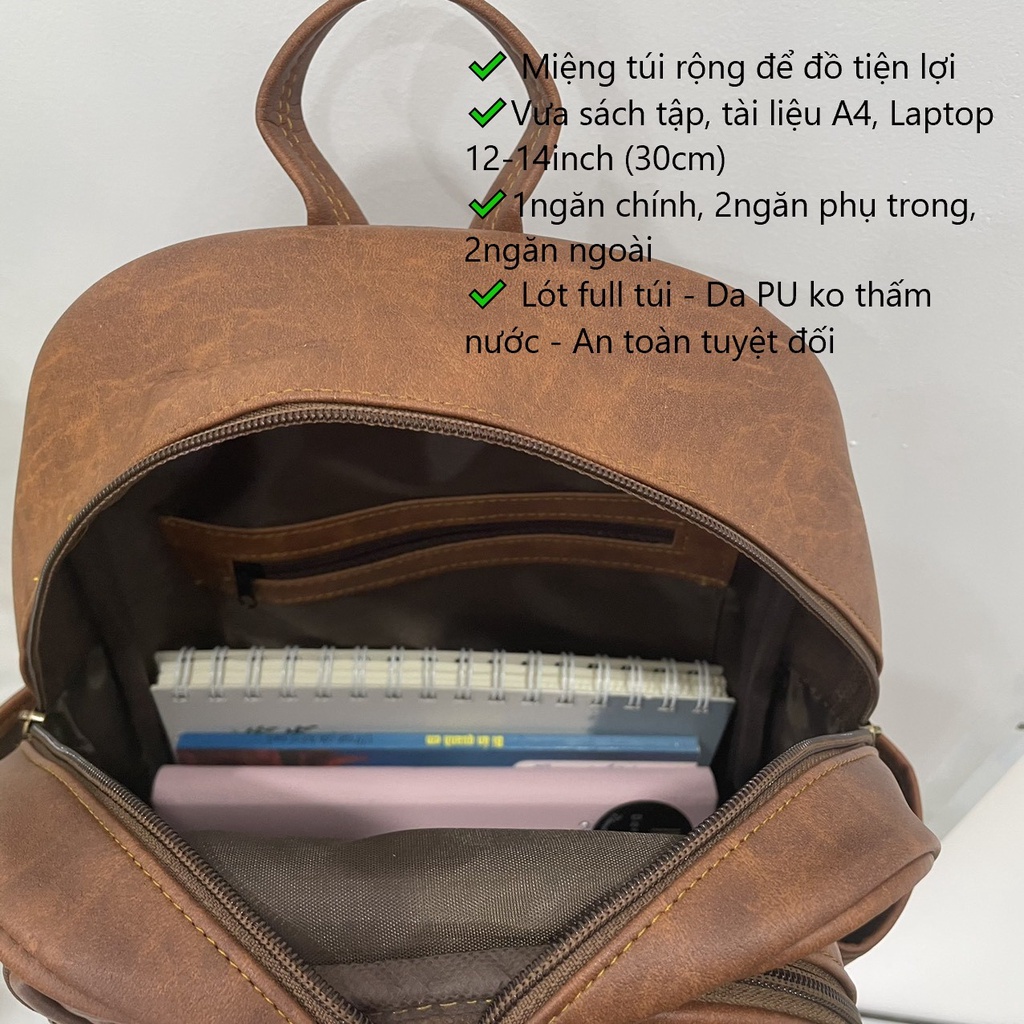 Balo Da Cao Cấp - Ba lô Nữ thời trang  - Ba lô vừa A4 laptop12in  | BL15
