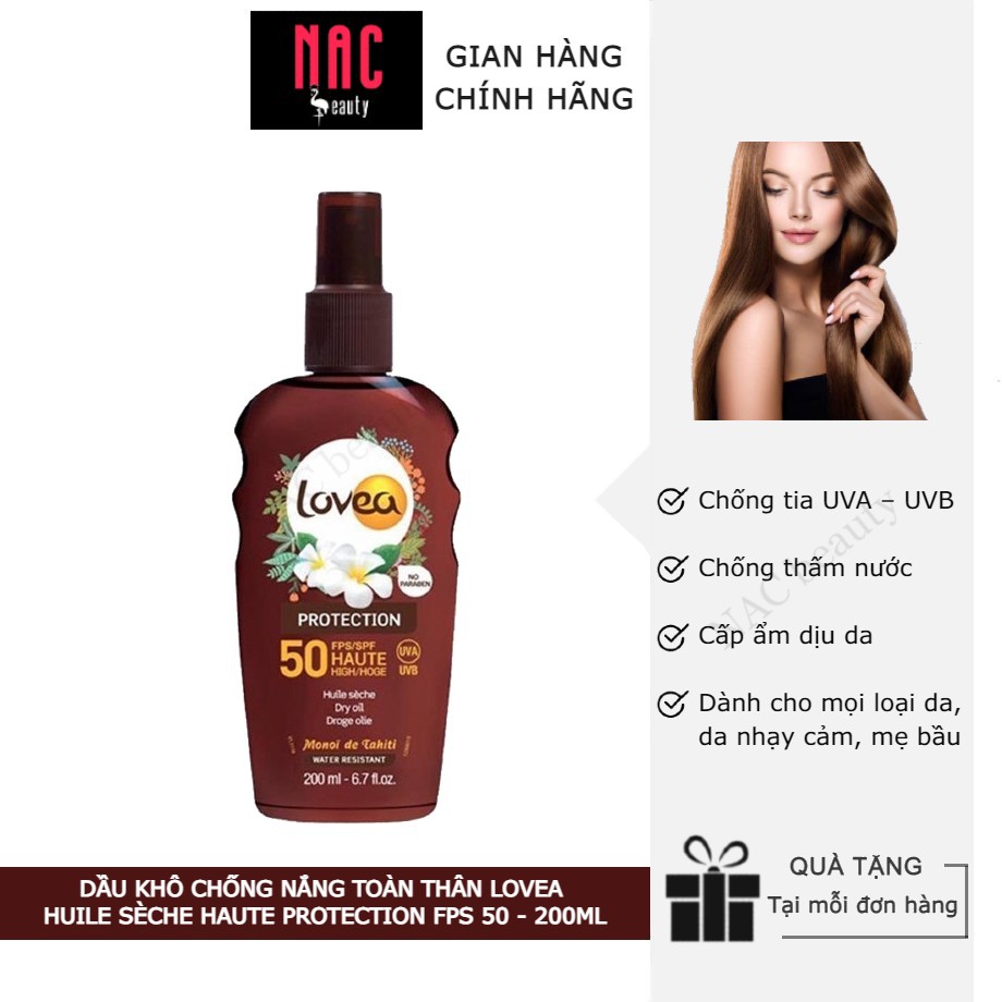 Dầu khô chống nắng toàn thân LOVEA Huile sèche Haute Protection FPS 50 200ml