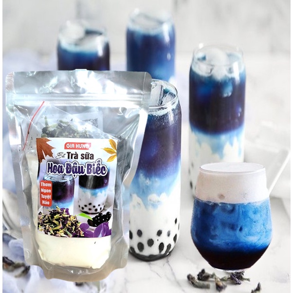 Set Nguyên Liệu Nấu Trà Sữa Trân Châu Hoa Đậu Biếc 500gr Siêu Hót ( Nấu 8-10 Ly)