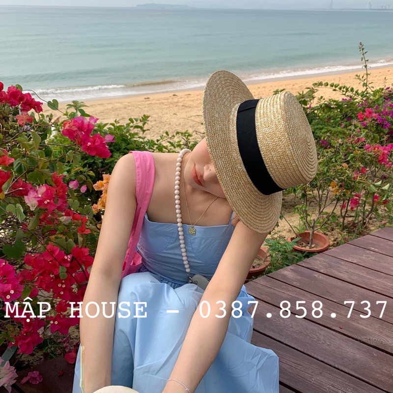 Mũ gaucho vành ngang cao cấp đi biển phong cách Vintage