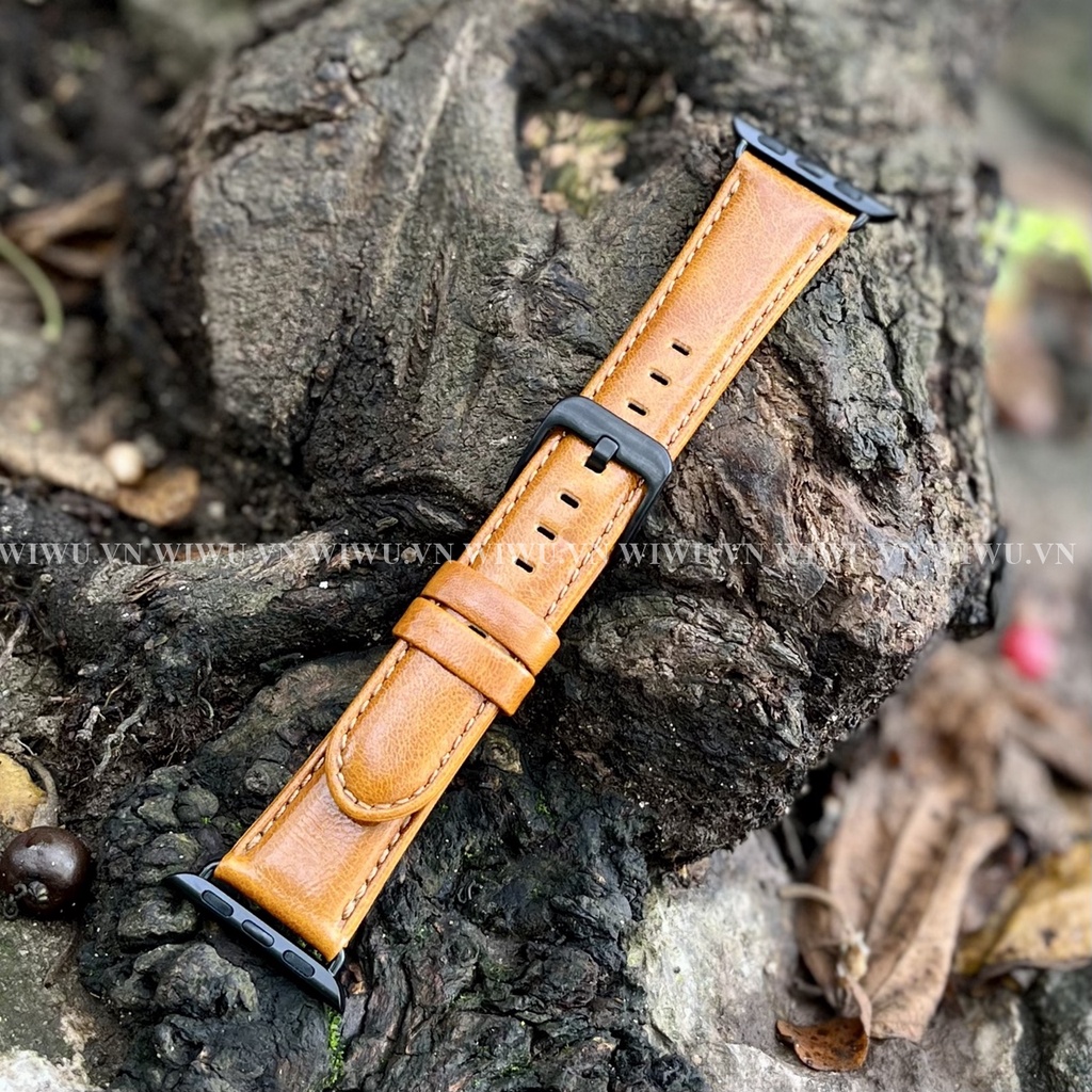 Dây đeo đồng hồ thông minh WIWU Watch band  cho iWatch 7 Size 41 – 45 mm , 38/40 mm , 42/44 mm , chất liệu da bê thật