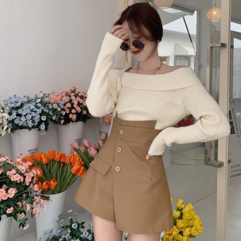 CHÂN VÁY DA CHỮ A VẠT LỆCH,ĐÙI GIẢ VÁY CẠP CAO SIÊU TÔN DÁNG | BigBuy360 - bigbuy360.vn