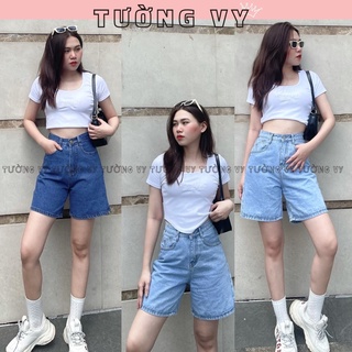 Quần jeans ngố ống rộng lưng cao tườngvy jeans mùa xanh nhạt tôn dáng