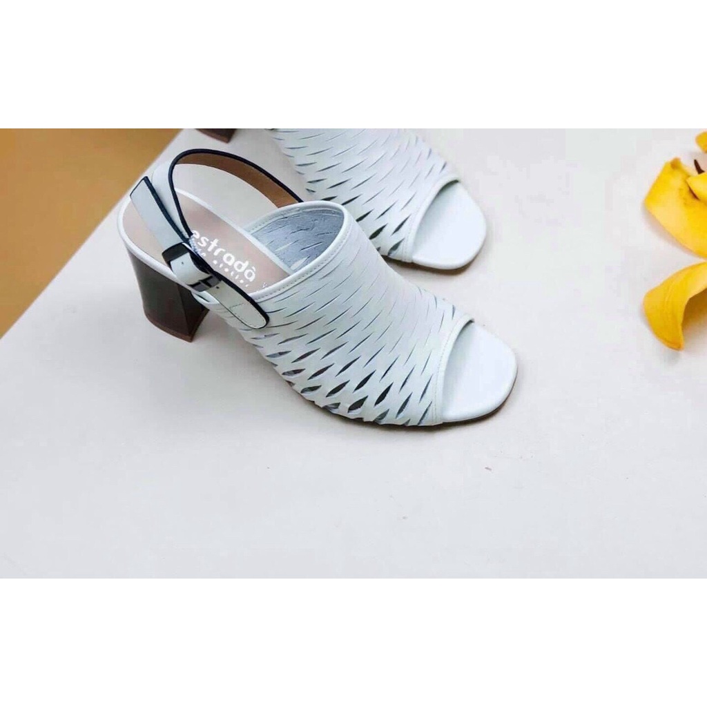 Xăng Đan Nữ Da Thật Gót Trụ Cao 7cm VNXK