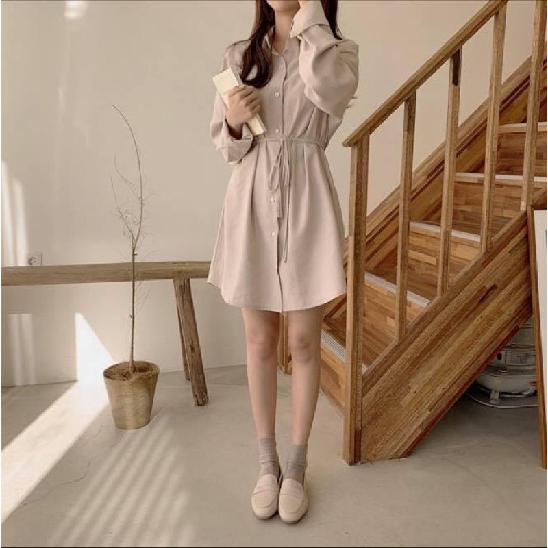 Set đầm len ngắn kiểu tay dài tiểu thư kèm áo gile mặc ngoài cao cấp - order taobao quảng châu