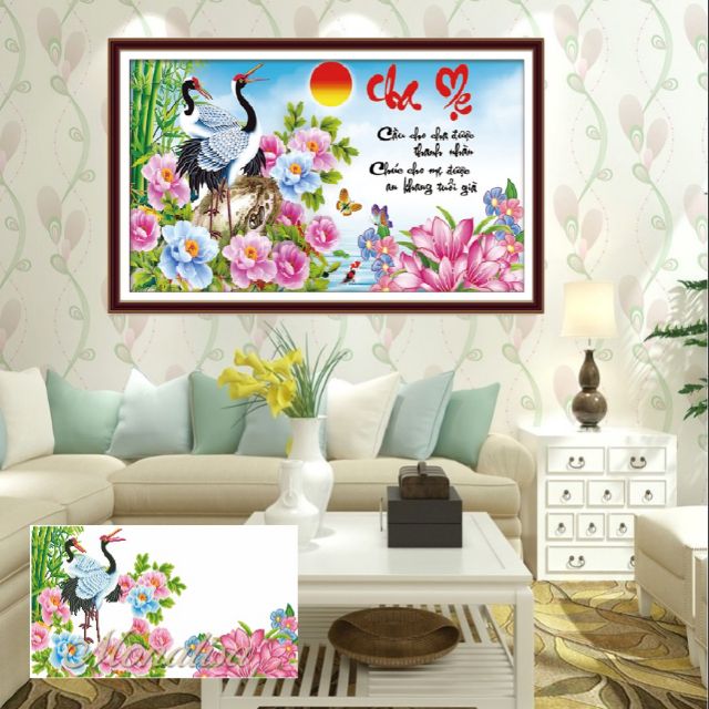 Tranh đính đá Cha mẹ kt 100*60cm