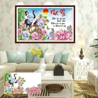Tranh đính đá cha mẹ kt 100*60cm