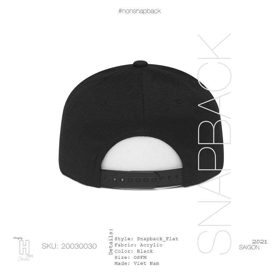 Mũ snapback thời trang nam màu đen cao cấp logo thêu hàng chất lượng tiêu chuẩn xuất khẩu