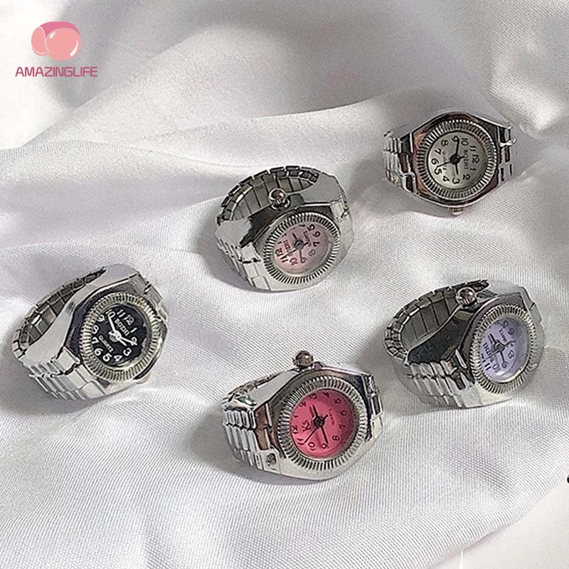 Nhẫn Đồng Hồ Bằng Thép Màu Bạc Sang Trọng Phong Cách Gothic Cổ Điển Cho Cặp Đôi