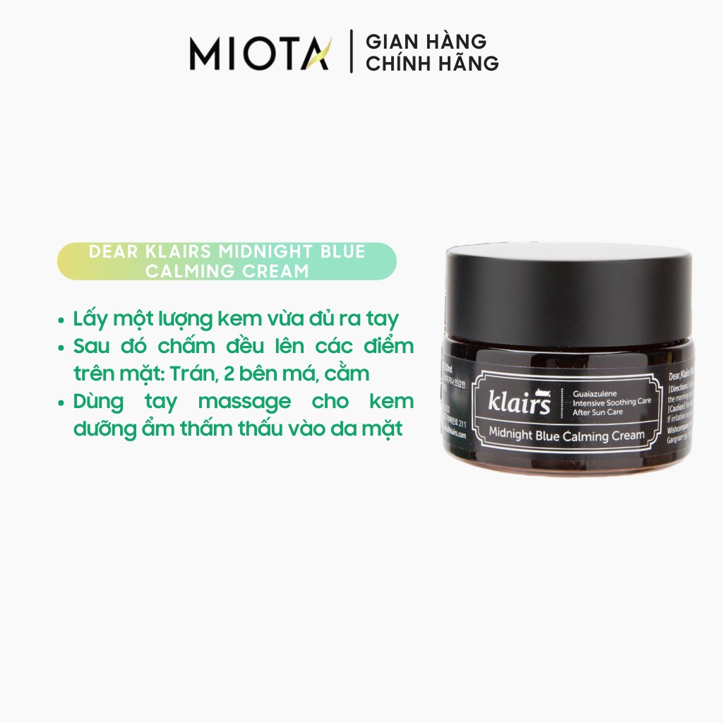 Kem dưỡng làm dịu và phục hồi da Klairs Midnight Blue Calming Cream 60ml/30ml