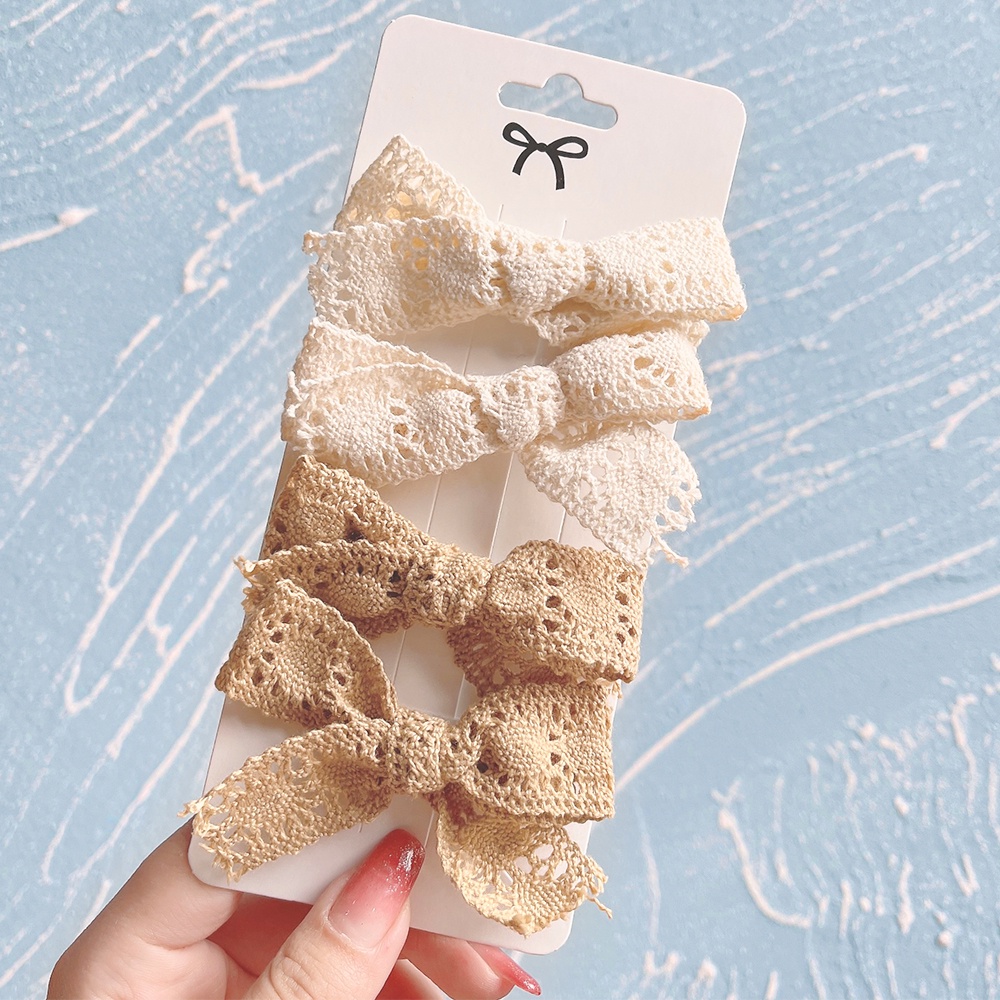 RainBow Bows Set 4 Kẹp Tóc Nơ Xinh Xắn Dành Cho Bé Gái