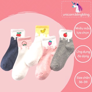 Tất Vớ Nữ Cổ Ngắn Dễ Thương Hình Trái Cây Dâu, Đào, Chuối, Táo, Cherry