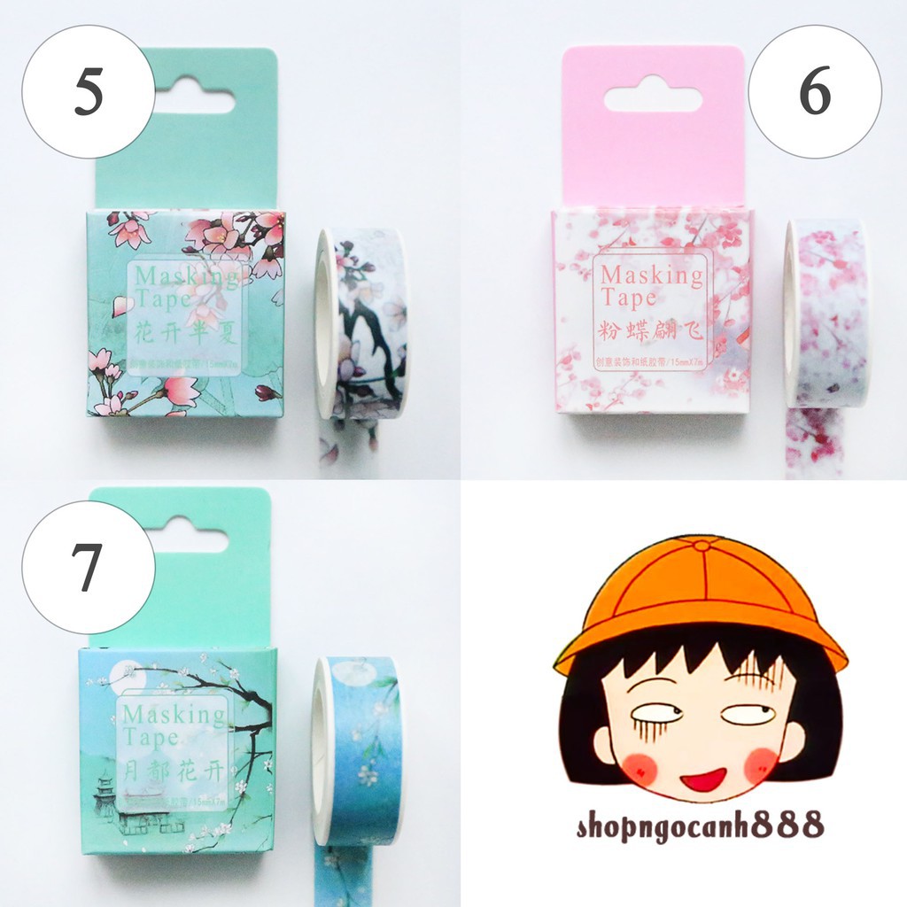 Washi tape Băng Dính Trang Trí Chủ Đề Cổ Trang Hàn Quốc Xinh Xắn - Cocobee Shop