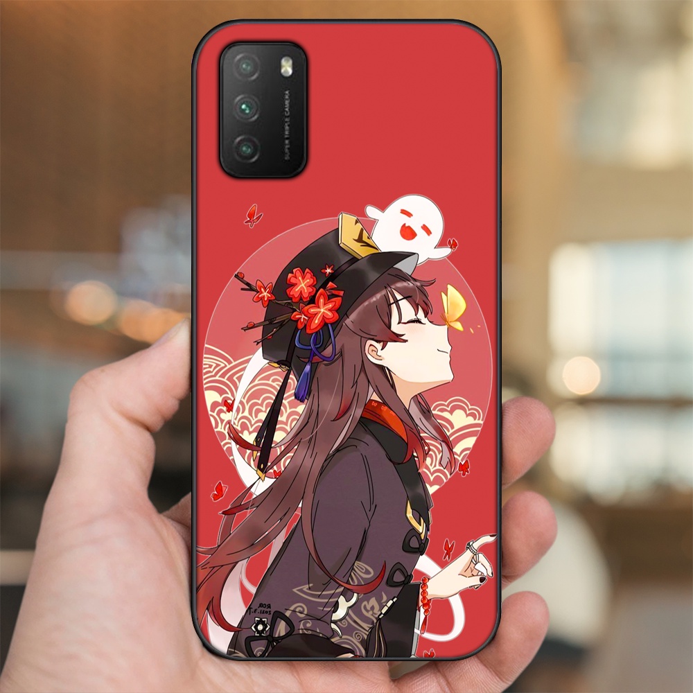 Ốp lưng Xiaomi Poco M3 viền đen in hình Hutao Genshin Impact