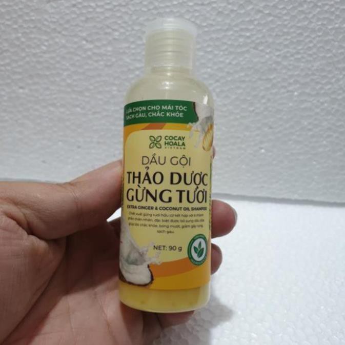 BỘ MINI - COMBO DẦU GỘI XẢ THẢO DƯỢC GỪNG DỪA HỮU CƠ CỎ CÂY HOA LÁ (90gr/chai)