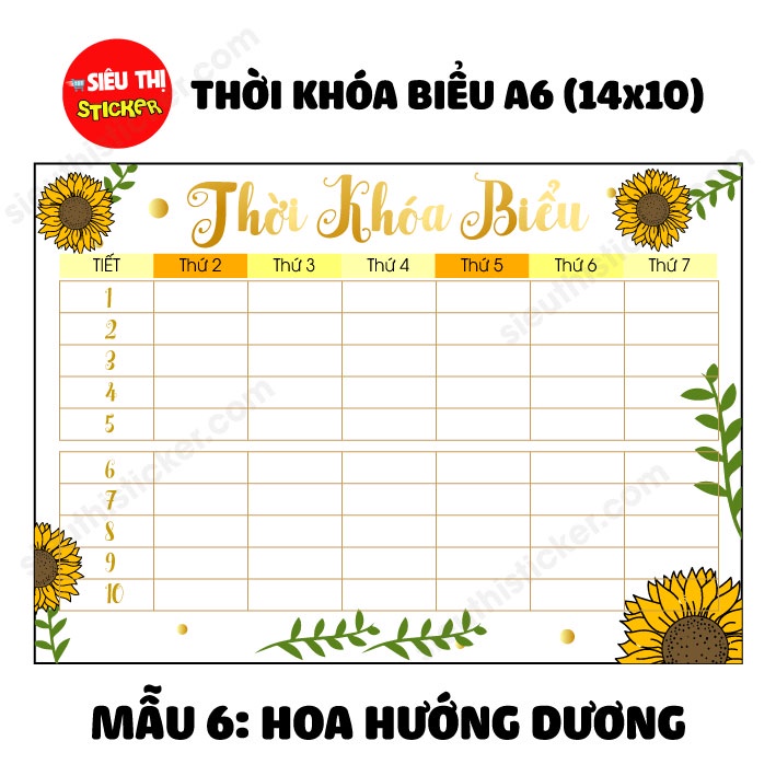 Thời khóa biểu dễ thương trang trí góc học tập kích thước A6 nhiều mẫu dễ thương, độc đáo