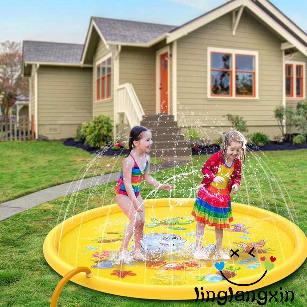 ❤XZQ-Summer Inflatable Water Spray Pad Splash Play Pad Garden Beach Outdoor Sprinkler Toy