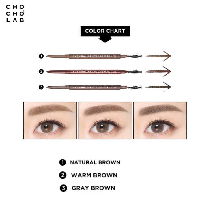 Chì Kẻ Chân Mày Chocho'slab Màu Tự Nhiên, Đầu Chì Thon Gọn Dễ Sử Dụng, Eyebrow Pencil 3 màu