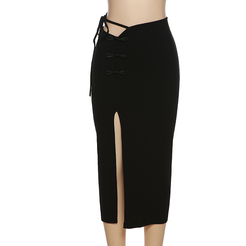 Chân Chân Váy Lưng Cao Xẻ Tà Cột Nơ Thời Trang Đường Phố Cá Tính Cho Nữ