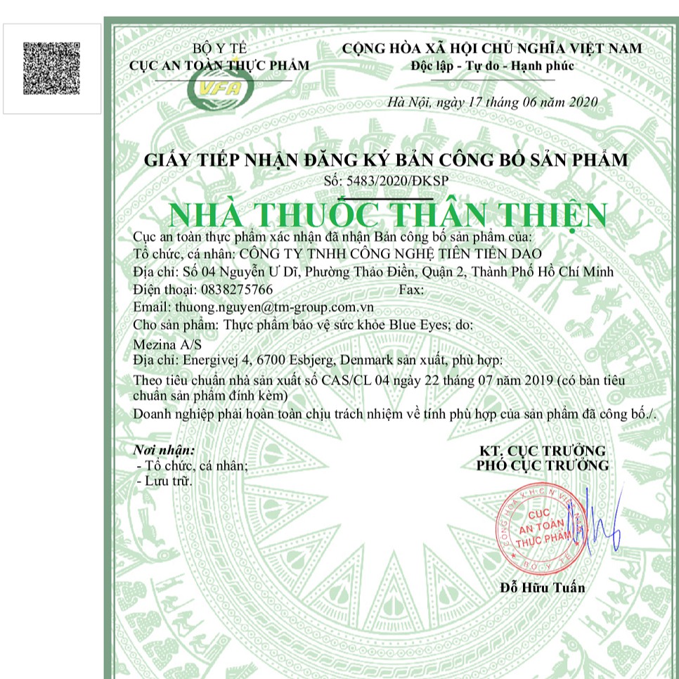 BLUE EYES – Hỗ trợ giúp Đôi Mắt Sáng, Khỏe, giảm thoái hóa điểm vàng (60 viên)