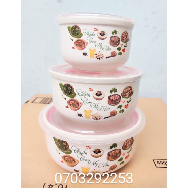 (Bán sỉ) - BỘ 2 THỐ/3 THỐ SỨ CÓ NẮP HÚT CHÂN KHÔNG HOA VĂN | BigBuy360 - bigbuy360.vn