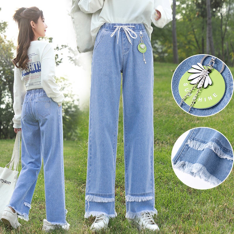 Chân rộng nữ 13 học sinh trung cơ sở 1215 cô gái trẻ 16 tuổi quần áo thời trang bó sát eo rãi