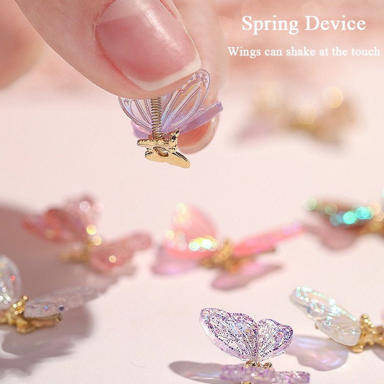 Bộ 2 Phụ Kiện Trang Trí Móng Tay Hình Bướm Thông Minh Bắt Mắt Sành Điệu
