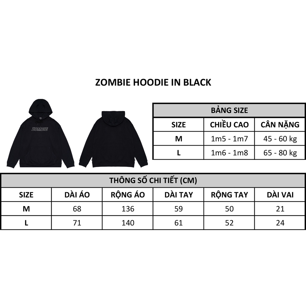 Áo Hoodie ZOMBIE® in Black