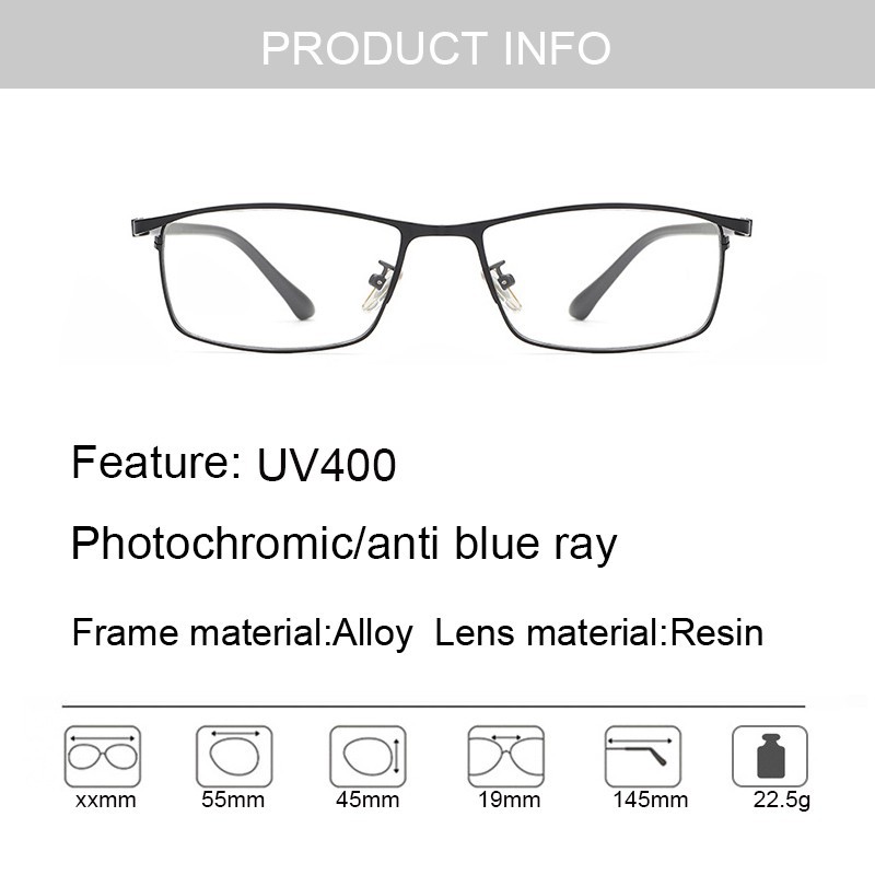 Kính gọng vuông chống ánh sáng xanh dùng máy tính/ chơi game/ chống nắng ngoài trời UV400 | BigBuy360 - bigbuy360.vn