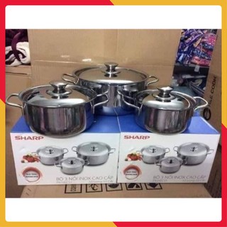 Bộ nồi sharp 3 chiếc dùng được bếp từ
