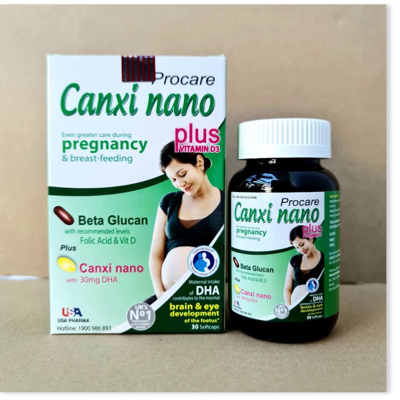 Procare Canxi nano pregnancy giúp bổ sung canxi cho phụ nữ chuẩn bị mang thai, có thai và cho con bú - Hộp 30 viên