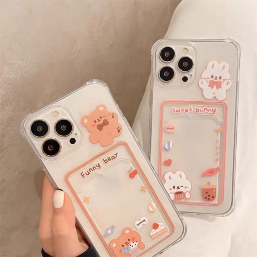 Ốp Điện Thoại Dẻo Trong Suốt Họa Tiết Hoạt Hình Gấu / Thỏ Dễ Thương Cho iPhone 14 13 12 11 Pro XS Max X XR 7 8 Plus