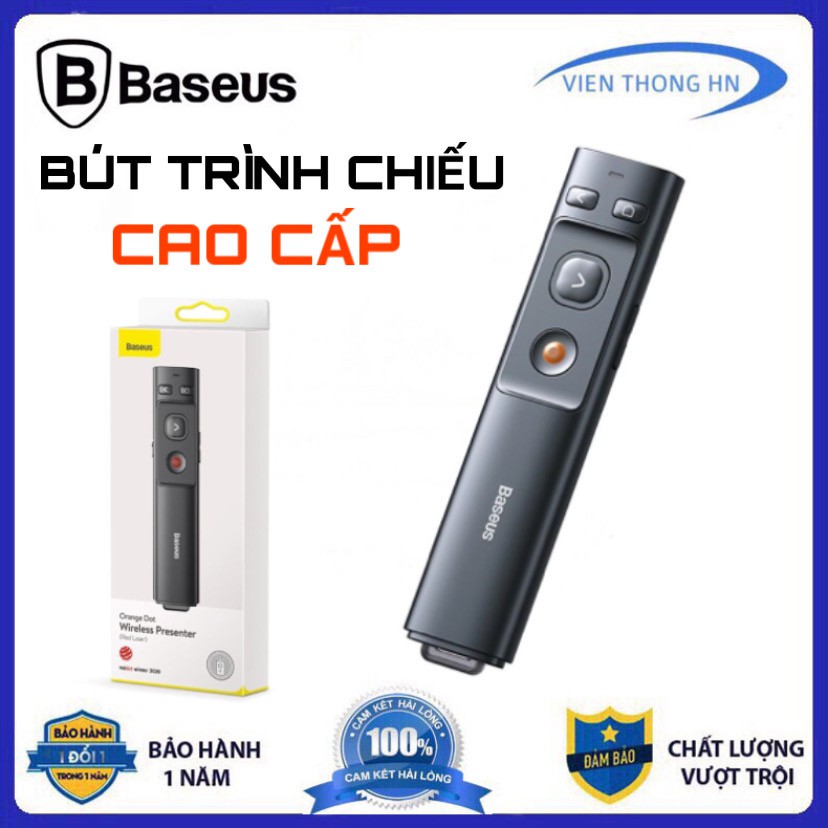 Bút trình chiếu không dây bluetooth r400 Wireless có đèn laser baseus orange dot - vienthonghn