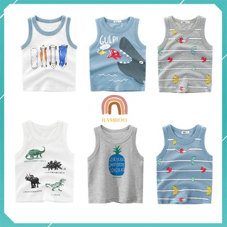 Áo ba lỗ bé trai BAMBOO Áo sát nách cho bé in hình ngộ nghĩnh chất cotton thoáng mát mùa hè BO27
