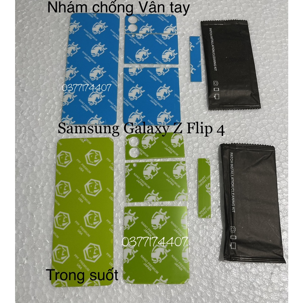 Miếng dán PPf 4 lớp xịn nhật bản cho Samsung Z Flip 4 5G mặt trước, mặt sau + bản lề loại trong nhám, trong bóng bảo máy