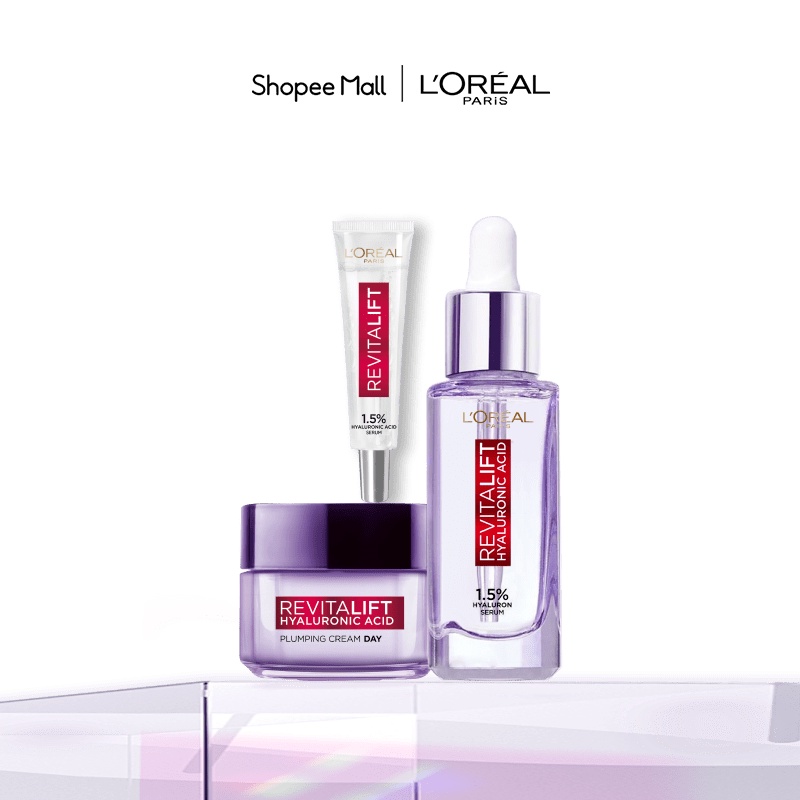 Bộ serum 30ml &amp; 7.5ml &amp; kem dưỡng 15ml Revitalift Pure Hyaluronic Acid 1.5% L'Oreal Paris