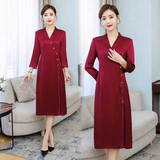 Đầm Sườn Xám Cách Tân Cổ Chữ V Thanh Lịch Cho Nữ
